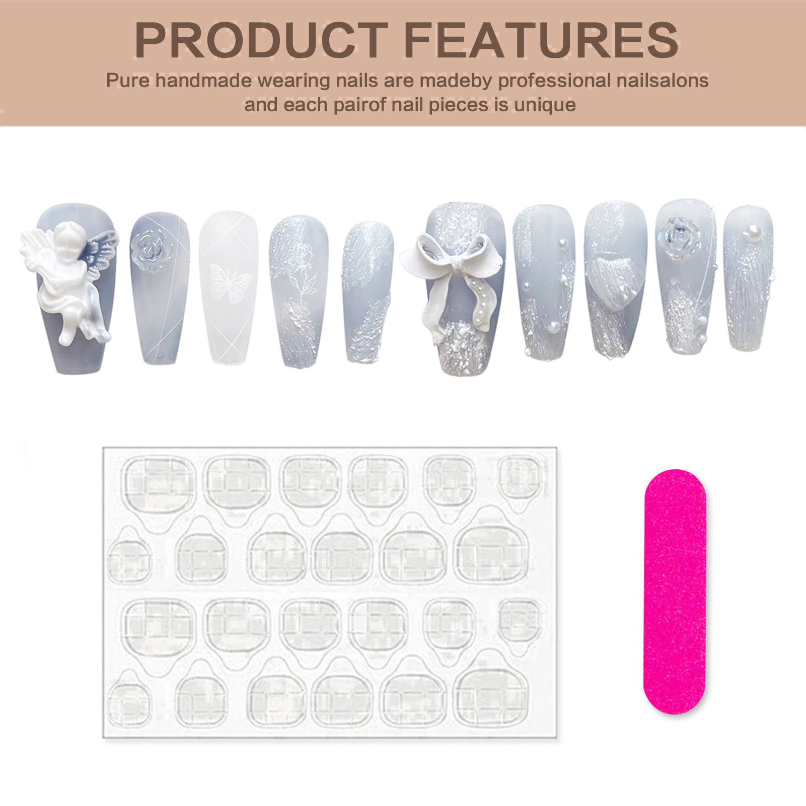 3D Plaster Angel False Nails G - đánh giá và giá Pressed Flower Art