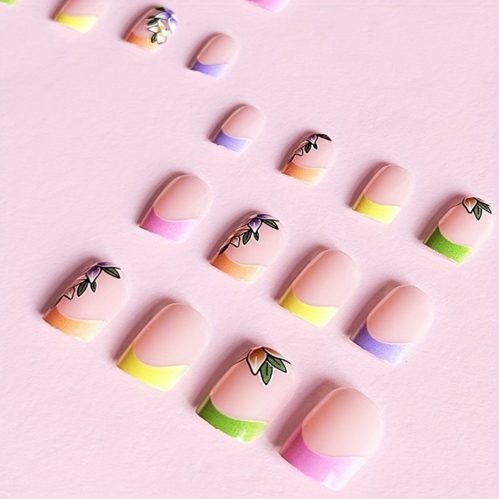 24Pcs Pink Floral French Tip G - đánh giá và giá Pressed Flower Art