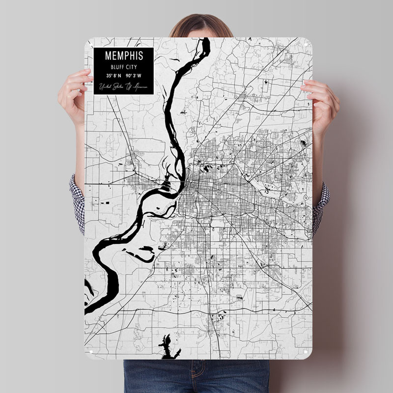 Memphis TN USA Tinplate Signs  - đánh giá và giá Custom Map Poster