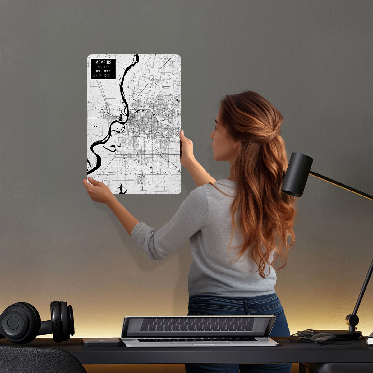 Memphis TN USA Tinplate Signs  - đánh giá và giá Custom Map Poster