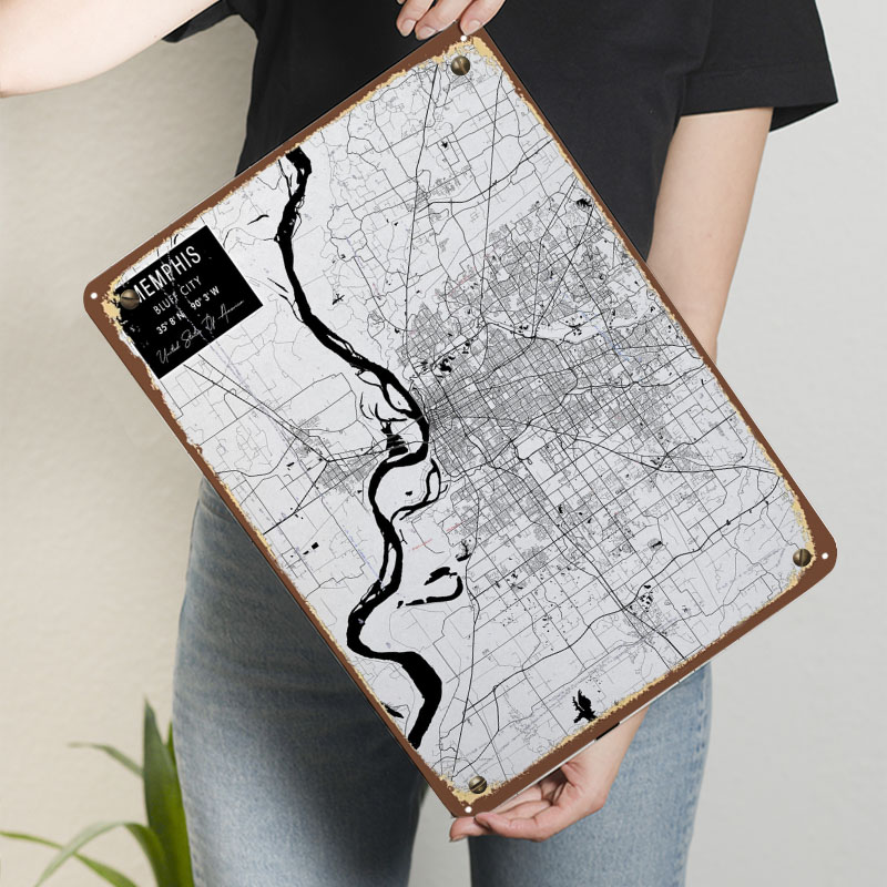 Memphis TN USA Tinplate Signs  - đánh giá và giá Custom Map Poster