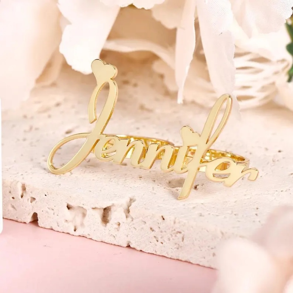LeeChee Personalized Two Finge - đánh giá và giá Initial Ring Custom